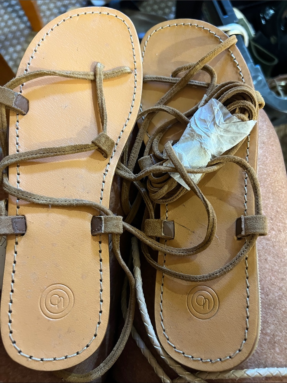 Urban Outfitters Women's Brown Suede Lace-Up Sandals. Size 8 Brand New